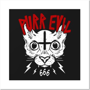 PURR EVIL - SATANIC CAT - OCCULT CAT - FUNNY CAT OCCULT Posters and Art